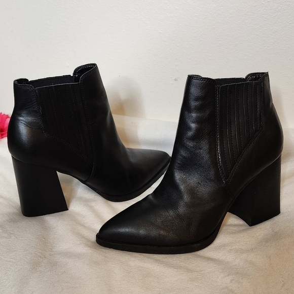 Marc Fisher Womens Ellard Pointy Toe Boots Ankle Booties Classic Leather Black - Picture 10 of 15